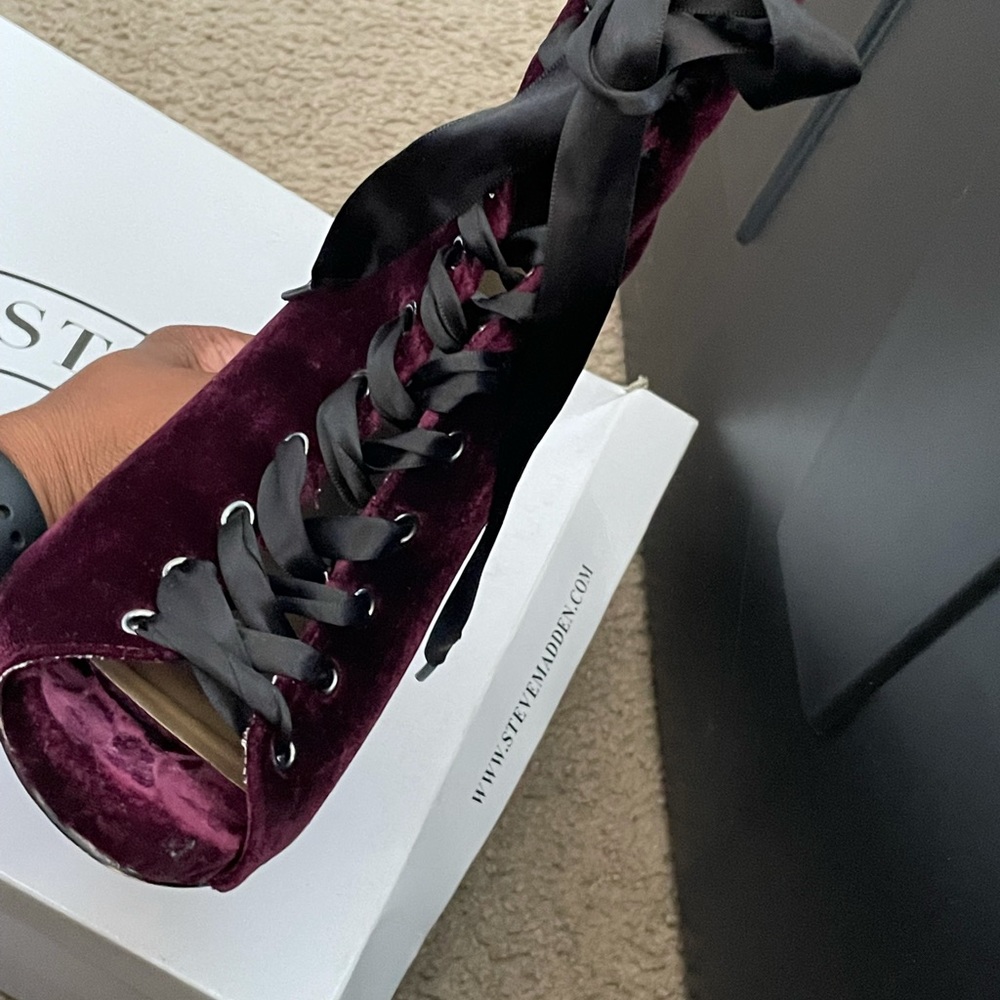 COPY - steve madden velvet lace up bootie